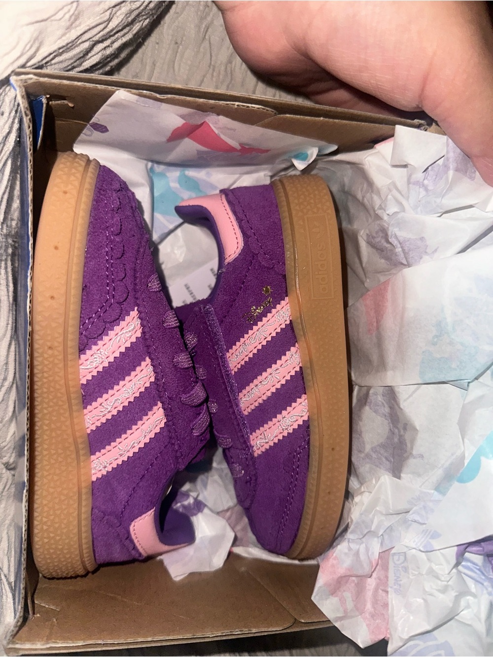 adidas Kids Purple & Pink Suede Sneakers with Gum Sole